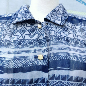 Plus Signs | Vintage 1960s ethnic aztec print Navy blue sleeveless Day Dress