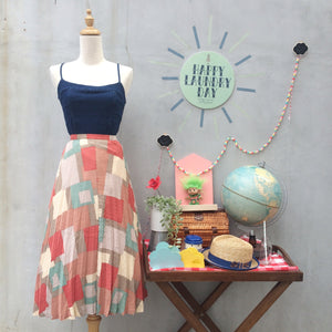 Building Blocks | Vintage 1940s 1950s geometric layered shapes Pleated skirt