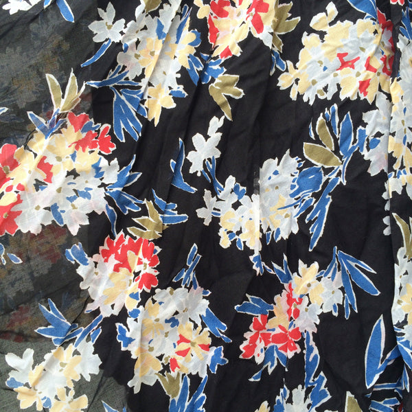 Midnight Garden | Vintage 1950s 1960s circle skirt in Dark blue and pretty Floral prints