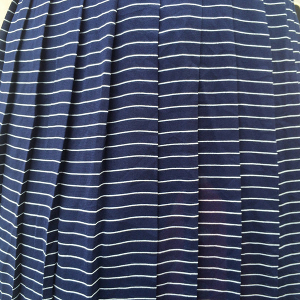 High-wire Act | Vintage 1960s 1970s pleated Chiffon-like Navy and White Striped Skirt