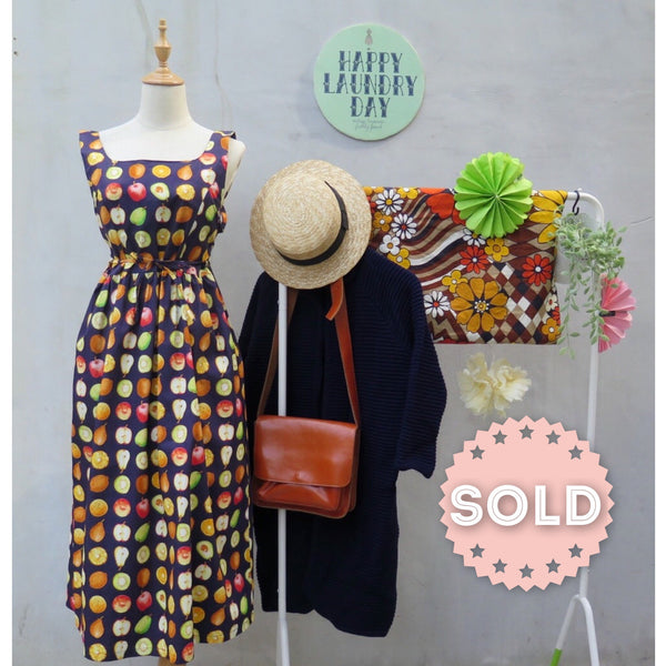 Fruitie Tootie | Vintage 1980s 1990s grunge pop art Fruits print Sundress with Strappy back