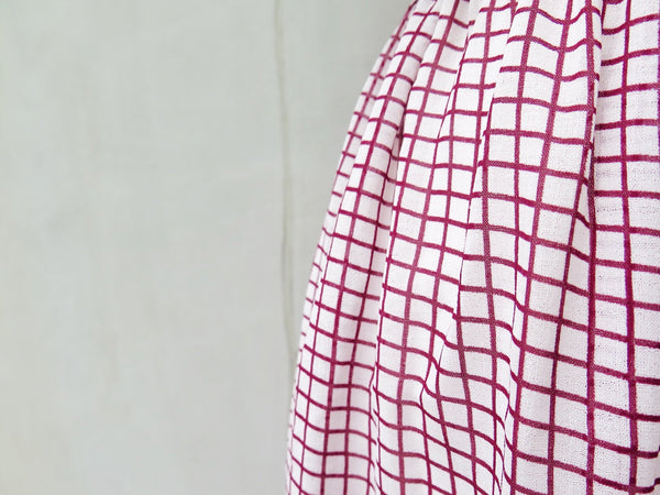 Stella | Vintage 1960s 1970s White cherry red checked gingham Easy button-down Day Dress