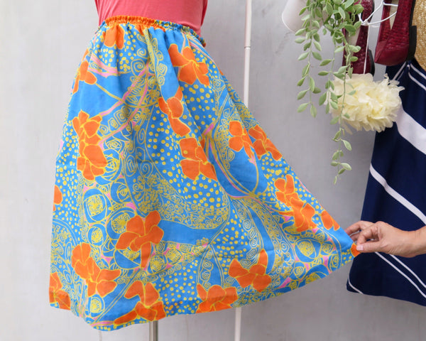 Indie Bindie | Vintage 1960s Knee-length A-line skirt in retro Batik print