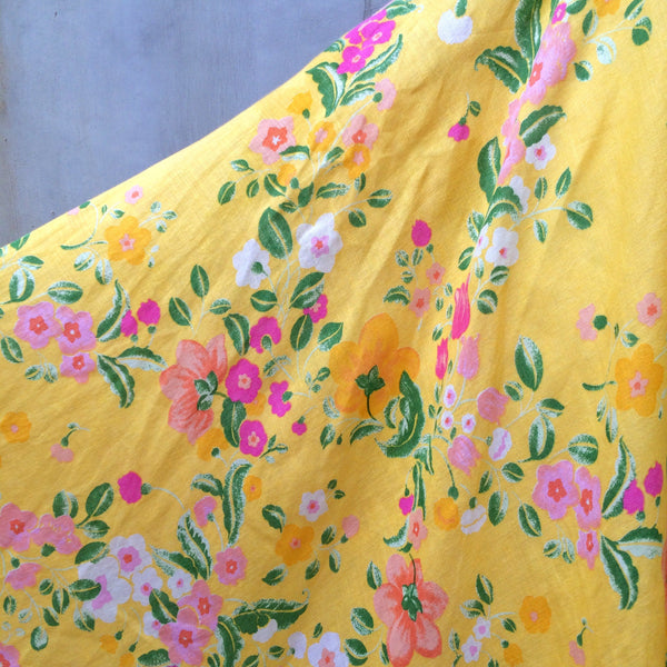 Summer Meadows | Vintage 1980s Full Circle Skirt in Yellow and pink florals