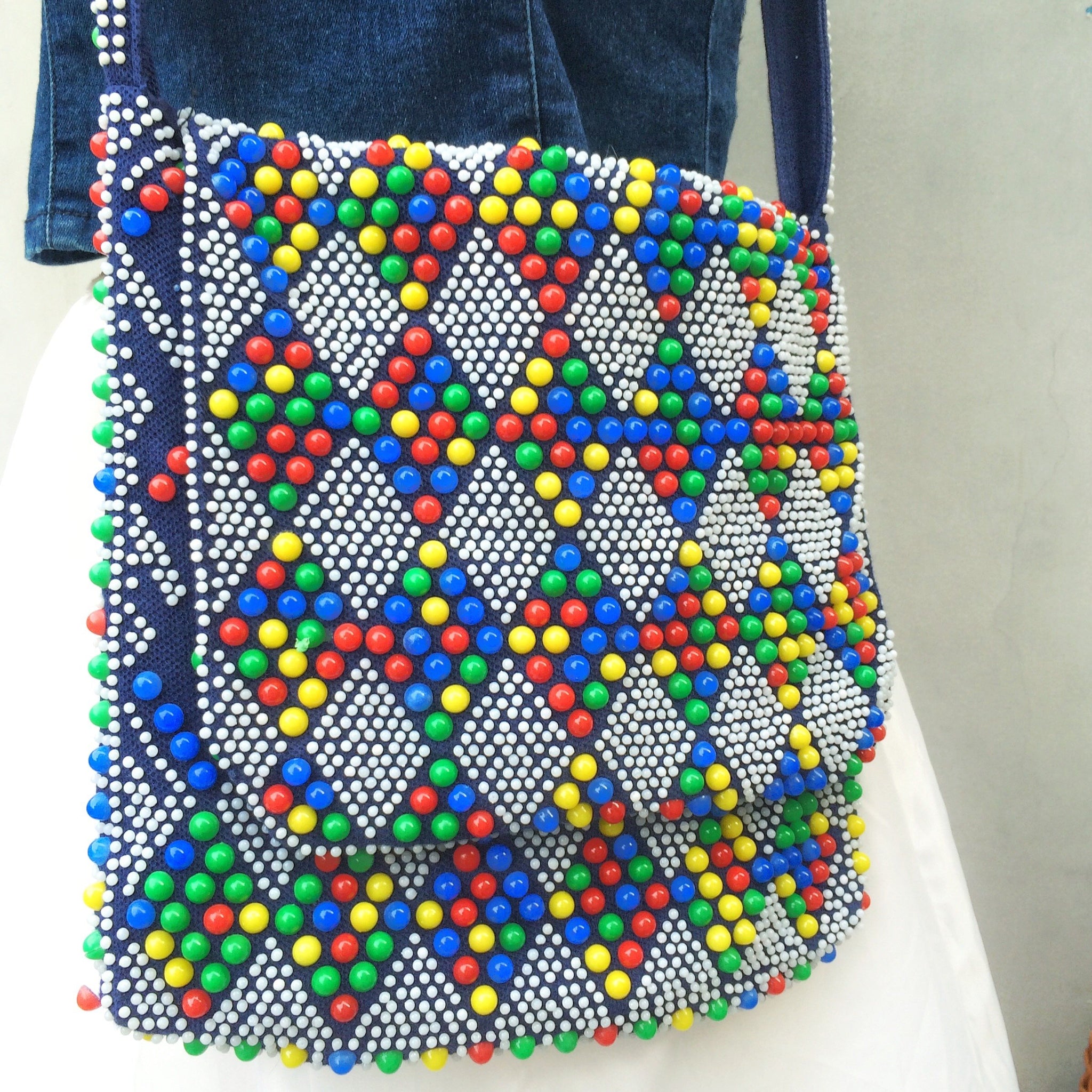 Sweet Tooth | Vintage 1960s 1970s Hippie Flower Power Boho chick chic Beaded Shoulder Sling Bag