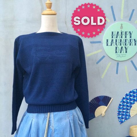 Stepford Sportsclub | Vintage RARE 1950s 1960s Haymaker Lacoste preppy chic Navy Blue Sweater