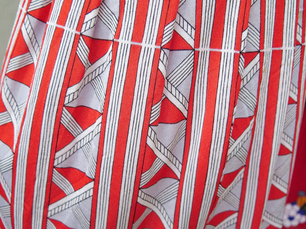 Tricia | Vintage 1960s 1970s boat-neck Geometric shape print sleeveless dress