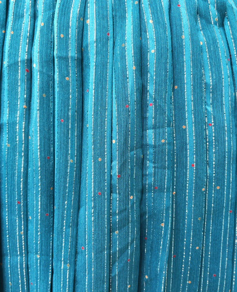 Vintage designer Pret a Porter Elize pleated Flecked confetti Teal blue Skirt