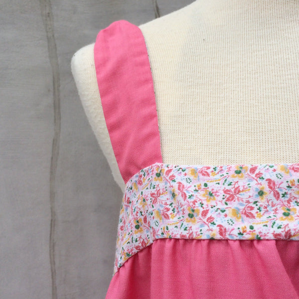 SALE | Sunny Country | Vintage 1960s Oversized Pink floral and Applique Sundress