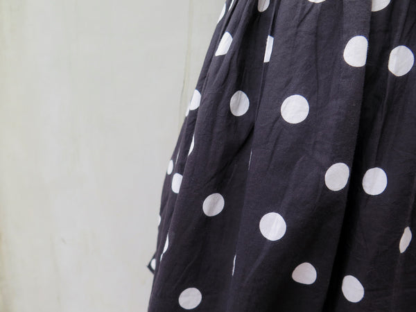 Genevieve | Vintage 1980s black and white polka dot ribbon tie dress