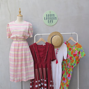 Valentina | Vintage 1960s 1970s Pink yellow pastel stripes dress