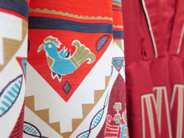 Must Have! | Candace | Vintage 1950s 1960s chick and hen Red ethnic print Sleeveless Day Dress