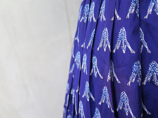 Geronima | Vintage 1960s 1970s Purple giraffes print embroidered collar long sleeve dress