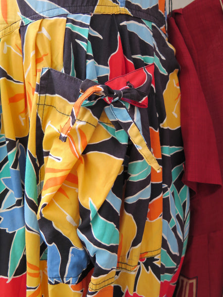 Francesca | Vintage 1980s bright and bold tropical safari floral print cotton dress