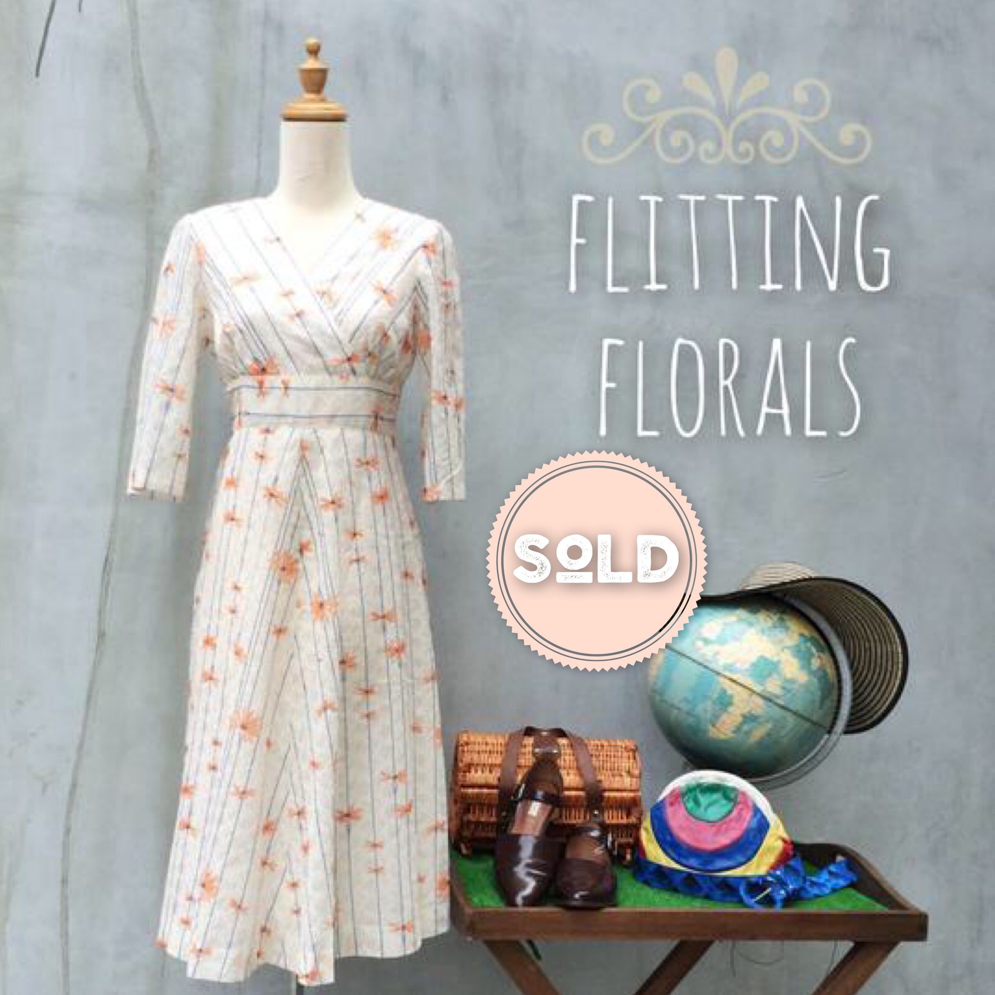 SALE! | Flitting Florals | VIntage 1970s lace flower bohemian chic Hippie Festival empire waist Dress