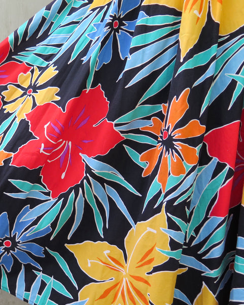Francesca | Vintage 1980s bright and bold tropical safari floral print cotton dress