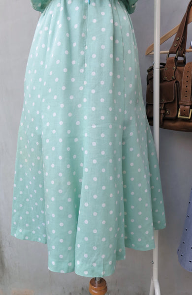 Marjorie | Vintage 1950s 1960s Mint white polka dot Midi Dress