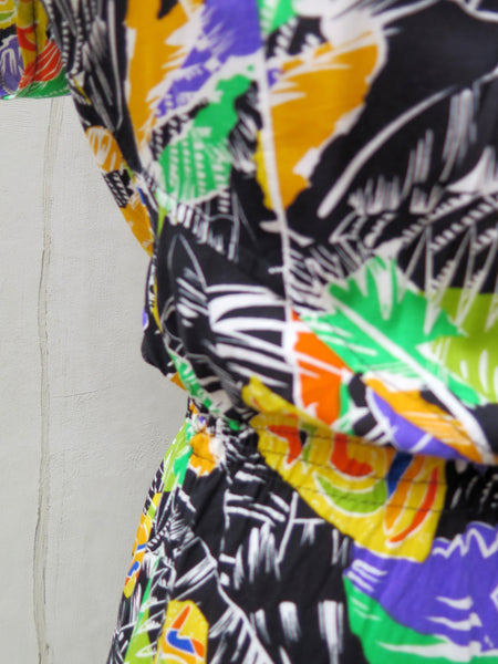 Pia | Vintage 1970s fun tropical Caribbean colourful print sleeveless dress