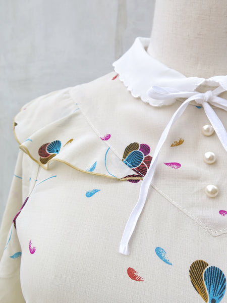 MUST HAVE! | Ellie | Vintage 1950s 1960s sweet retro floral print scallop chiffon dress 