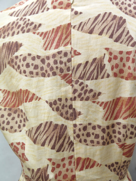 Rainee | Vintage 1950s 1960s Double pockets animal cheetah leopard print dress